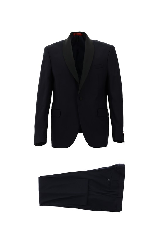 Erkek Giyim - Slim Fit Dar Kesim Şal Yaka Yünlü Smokin & Damatlık