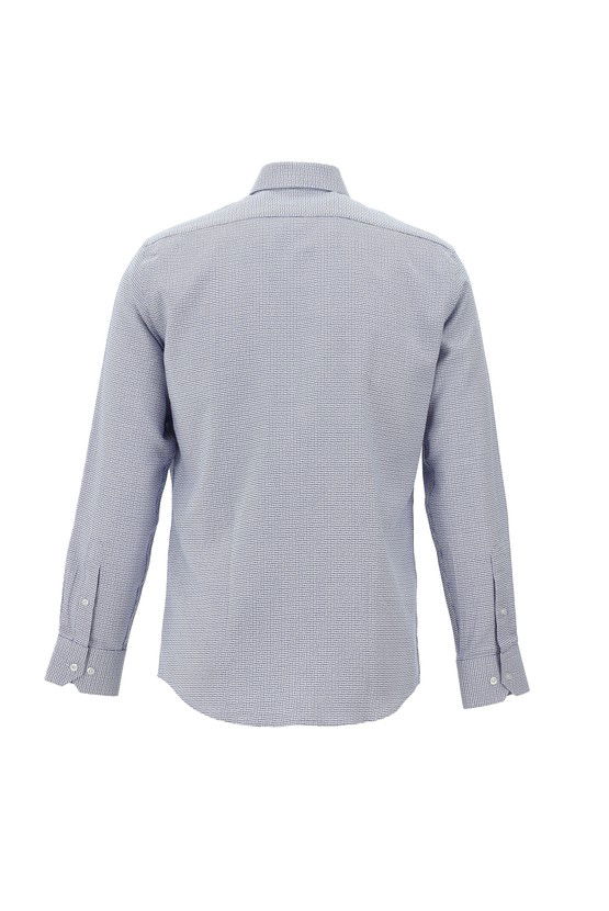 Erkek Giyim - Uzun Kol Slim Fit Dar Kesim Klasik Desenli Pamuk Gömlek