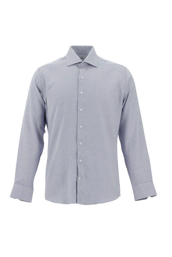 Erkek Giyim - Uzun Kol Slim Fit Dar Kesim Klasik Desenli Pamuk Gömlek
