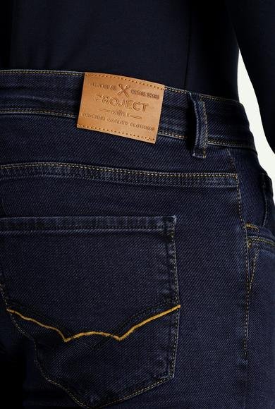 Erkek Giyim - KOYU LACİVERT 50 Beden Slim Fit Dar Kesim Likralı Denim Pantolon