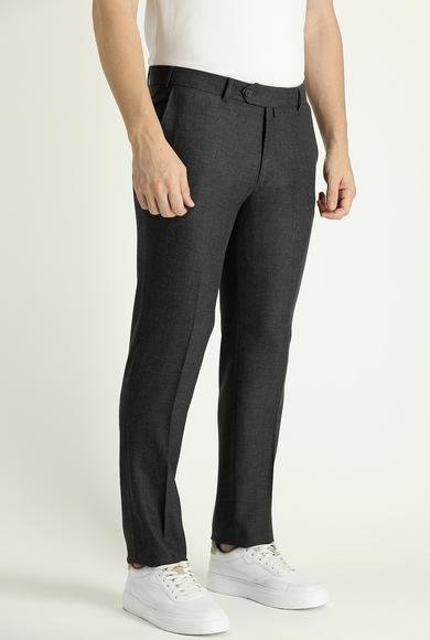 Erkek Giyim - ORTA ANTRASİT 48 Beden Slim Fit Dar Kesim Likralı Klasik Kumaş Pantolon
