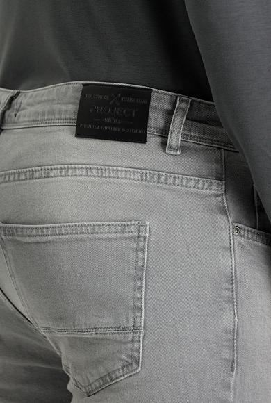 Erkek Giyim - AÇIK GRİ 46 Beden Super Slim Fit Ekstra Dar Kesim Likralı Denim Pantolon