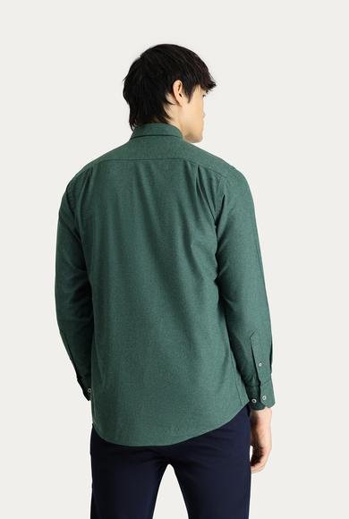 Erkek Giyim - ORMAN YEŞİLİ XL Beden Uzun Kol Slim Fit Dar Kesim Oduncu Pamuklu Gömlek