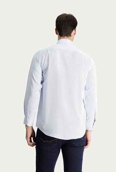 Erkek Giyim - AÇIK MAVİ M Beden Uzun Kol Desenli Klasik Pamuklu Gömlek