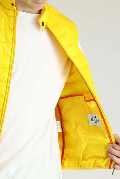 Erkek Giyim - Sarı 68 Beden Kapitone Şişme Spor Yelek