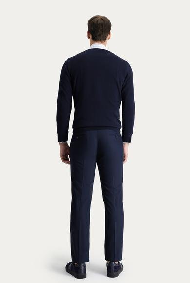 Erkek Giyim - KOYU LACİVERT 52 Beden Slim Fit Dar Kesim Klasik Kumaş Pantolon
