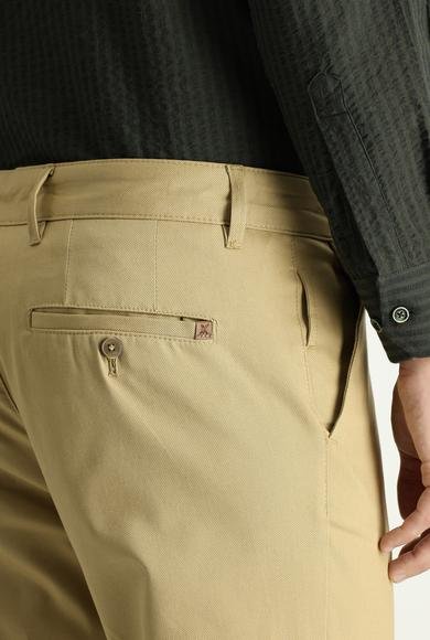 Erkek Giyim - ORTA BEJ 54 Beden Slim Fit Dar Kesim Likralı Kanvas / Chino Pantolon