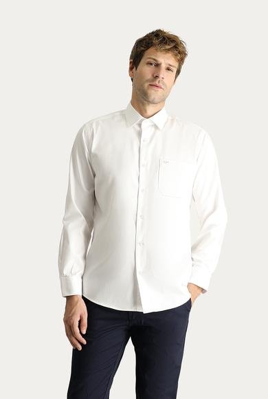 Erkek Giyim - BEYAZ 4X Beden Uzun Kol Klasik Non Iron Oxford Pamuklu Gömlek