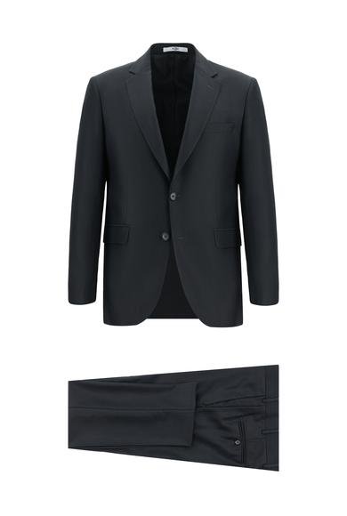 Erkek Giyim - SİYAH 50 Beden Slim Fit Dar Kesim Klasik Takım Elbise