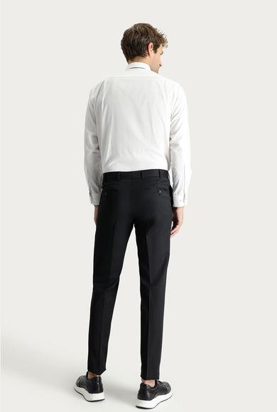 Erkek Giyim - SİYAH 50 Beden Slim Fit Dar Kesim Yünlü Klasik Kumaş Pantolon