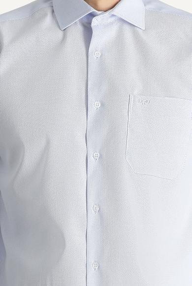 Erkek Giyim - AÇIK MAVİ XXL Beden Uzun Kol Non Iron Klasik Desenli Pamuklu Gömlek