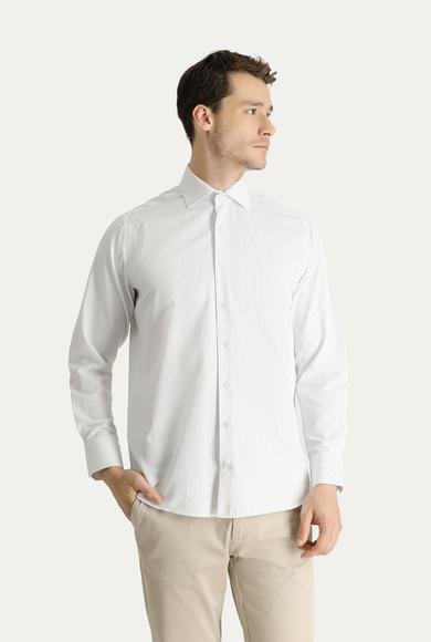 Erkek Giyim - UÇUK MAVİ M Beden Uzun Kol Klasik Desenli Pamuklu Gömlek