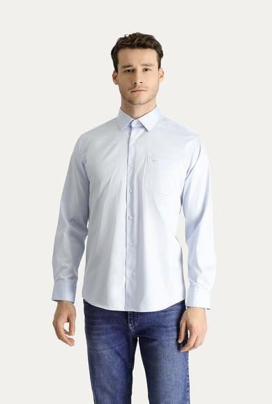 Erkek Giyim - AÇIK MAVİ XXL Beden Uzun Kol Klasik Non Iron Oxford Pamuklu Gömlek