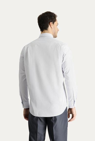 Erkek Giyim - BEYAZ XXL Beden Uzun Kol Klasik Çizgili Non Iron Pamuklu Gömlek