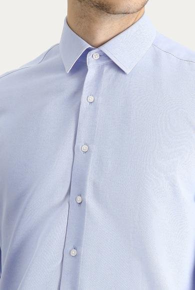 Erkek Giyim - MAVİ XXL Beden Uzun Kol Regular Fit Oxford Pamuklu Gömlek