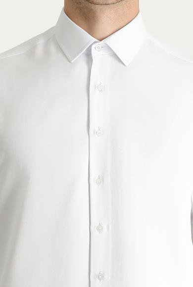 Erkek Giyim - BEYAZ L Beden Uzun Kol Regular Fit Oxford Pamuklu Gömlek