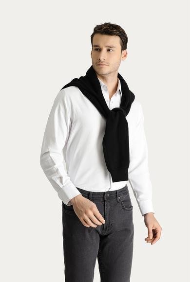Erkek Giyim - BEYAZ L Beden Uzun Kol Regular Fit Oxford Pamuklu Gömlek