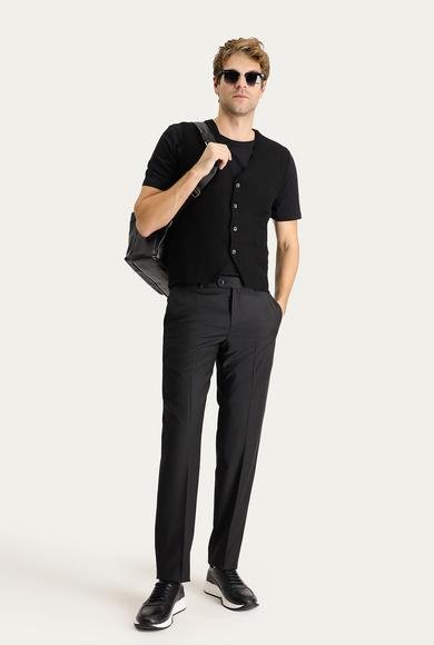 Erkek Giyim - SİYAH 60 Beden Yünlü Klasik Kumaş Pantolon
