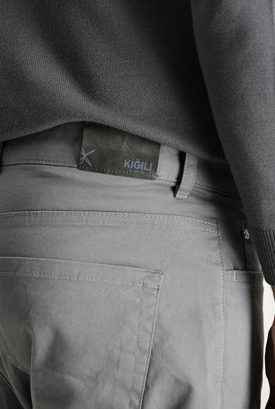 Erkek Giyim - BULUT GRİ 50 Beden Regular Fit Likralı Kanvas / Chino Pantolon