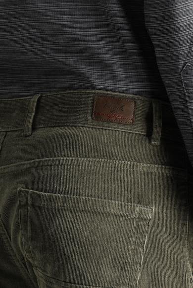 Erkek Giyim - AÇIK HAKİ 58 Beden Slim Fit Dar Kesim Likralı Kadife Pantolon