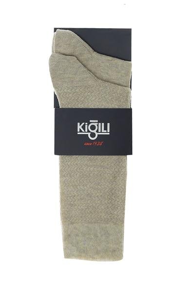 Erkek Giyim - ORTA BEJ 42-45 Beden 2'li Desenli Pamuklu Çorap Seti
