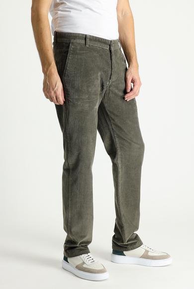 Erkek Giyim - AÇIK HAKİ 54 Beden Regular Fit Likralı Kadife Pantolon