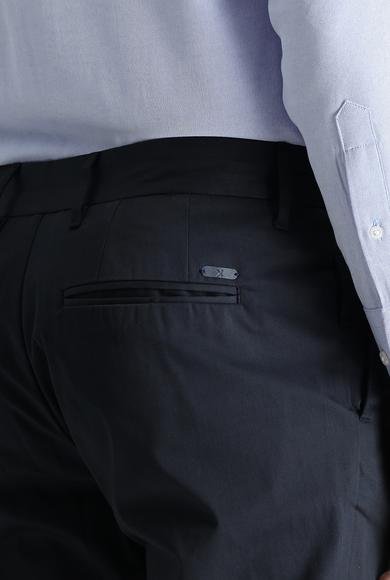 Erkek Giyim - KOYU LACİVERT 50 Beden Slim Fit Dar Kesim Likralı Saten Kanvas / Chino Pantolon