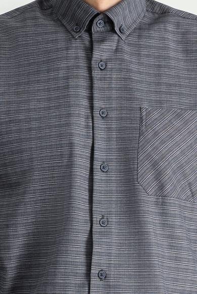 Erkek Giyim - ORTA ANTRASİT 7X Beden Uzun Kol Regular Fit Ekose Pamuklu Gömlek