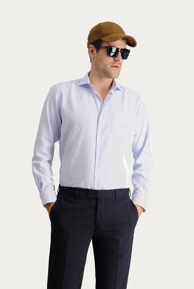 Erkek Giyim - AÇIK MAVİ XXL Beden Uzun Kol Regular Fit Non Iron Pamuklu Gömlek