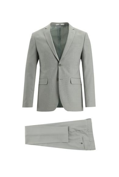 Erkek Giyim - AÇIK GRİ 50 Beden Super Slim Fit Ekstra Dar Kesim Desenli Klasik Takım Elbise