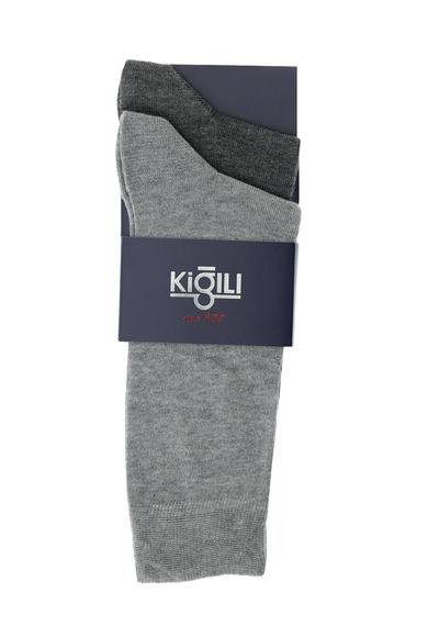 Erkek Giyim - ORTA FÜME 42-45 Beden 2'li Pamuklu Çorap Seti
