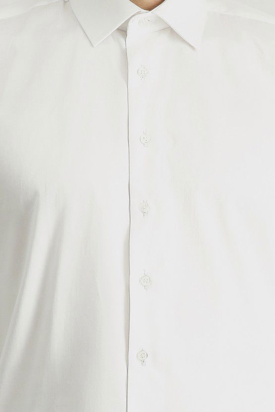 Erkek Giyim - Uzun Kol Slim Fit Dar Kesim Klasik Pamuk Gömlek