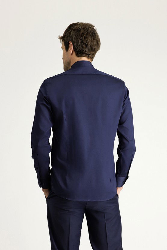 Erkek Giyim - Uzun Kol Slim Fit Dar Kesim Klasik Pamuk Gömlek