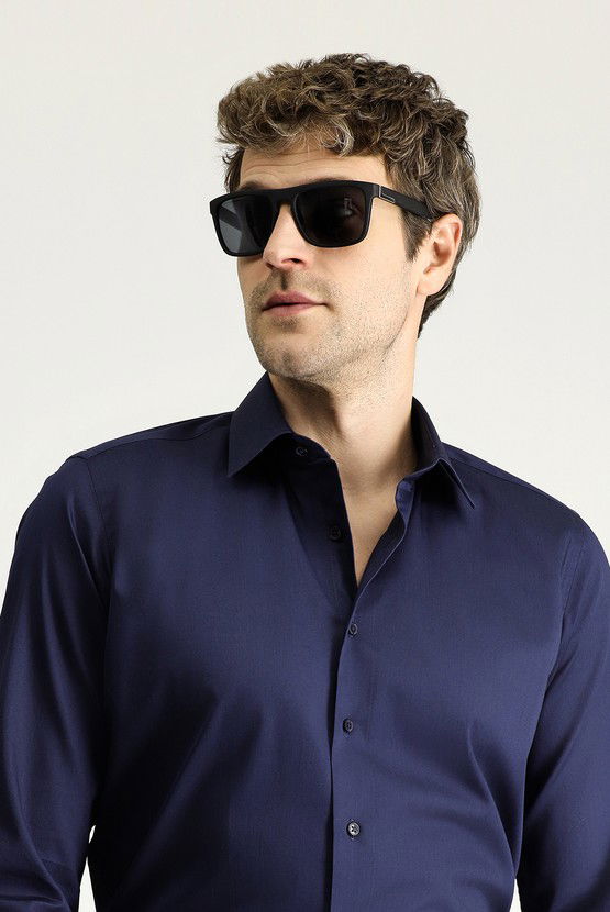 Erkek Giyim - Uzun Kol Slim Fit Dar Kesim Klasik Pamuk Gömlek