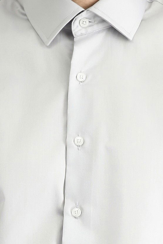 Erkek Giyim - Uzun Kol Slim Fit Dar Kesim Klasik Non Iron Saten Pamuklu Gömlek
