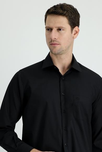 Erkek Giyim - SİYAH L Beden Uzun Kol Non Iron Klasik Pamuklu Gömlek