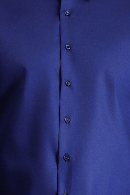 Erkek Giyim - Uzun Kol Slim Fit Dar Kesim Klasik Non Iron Saten Pamuklu Gömlek