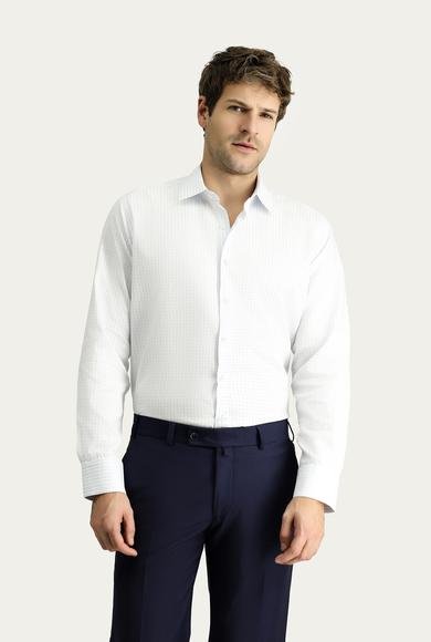 Erkek Giyim - AÇIK MAVİ M Beden Uzun Kol Klasik Desenli Pamuk Gömlek