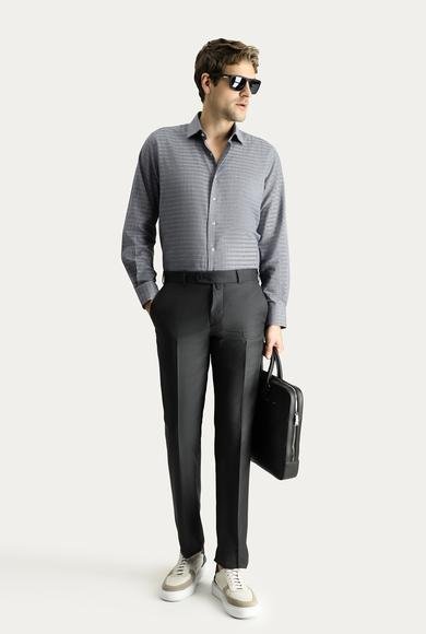 Erkek Giyim - ORTA ANTRASİT 48 Beden Slim Fit Dar Kesim Klasik Kumaş Pantolon