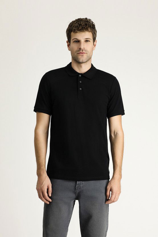 Erkek Giyim - Slim Fit Dar Kesim Nakışlı Pamuk Polo Yaka Tişört
