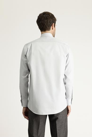 Erkek Giyim - ORTA GRİ 3X Beden Uzun Kol Non Iron Saten Klasik Pamuklu Gömlek