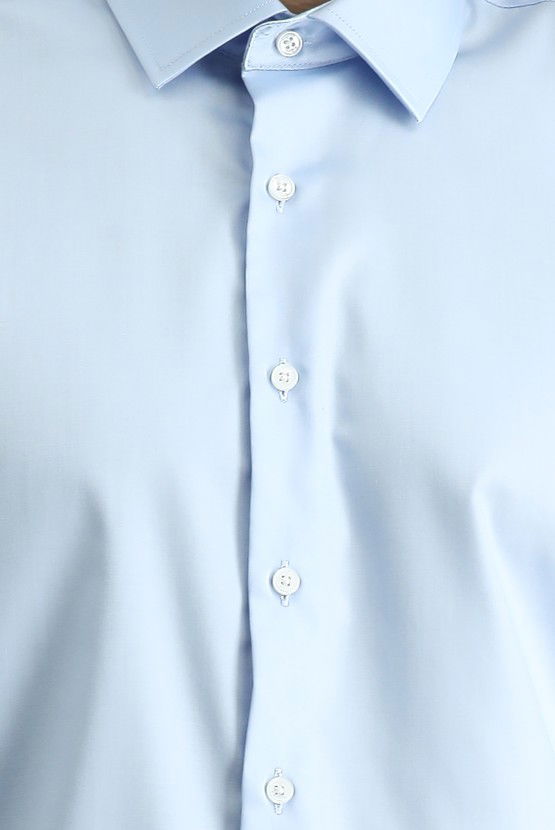 Erkek Giyim - Uzun Kol Slim Fit Dar Kesim Klasik Non Iron Saten Pamuklu Gömlek