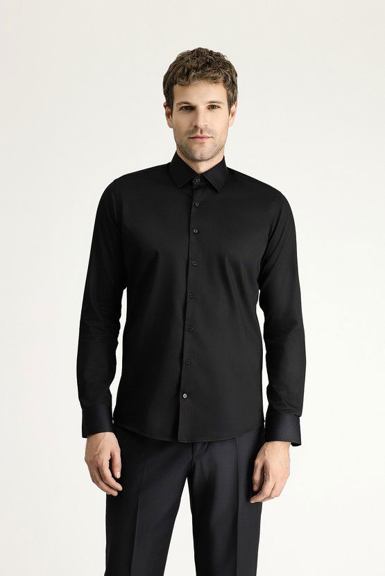 Erkek Giyim - Uzun Kol Slim Fit Dar Kesim Klasik Pamuk Gömlek
