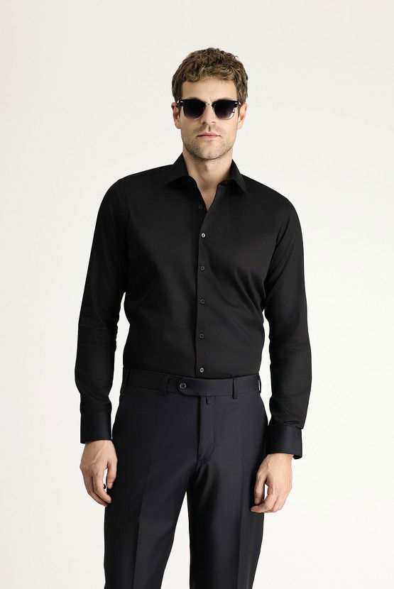 Erkek Giyim - Uzun Kol Slim Fit Dar Kesim Klasik Pamuk Gömlek