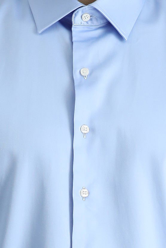 Erkek Giyim - Uzun Kol Slim Fit Dar Kesim Klasik Pamuk Gömlek