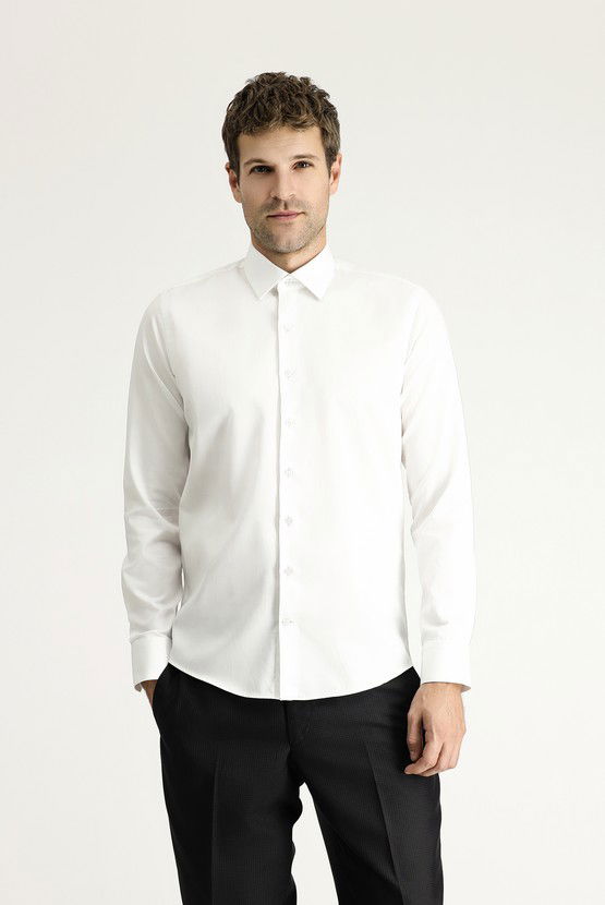Erkek Giyim - Uzun Kol Slim Fit Dar Kesim Klasik Pamuk Gömlek