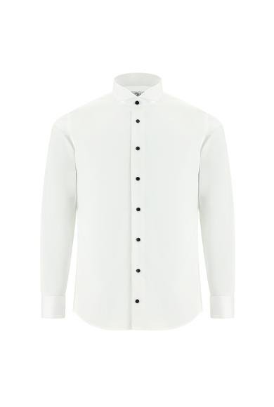 Erkek Giyim - BEYAZ XL Beden Ata Yaka Klasik Pamuk Gömlek