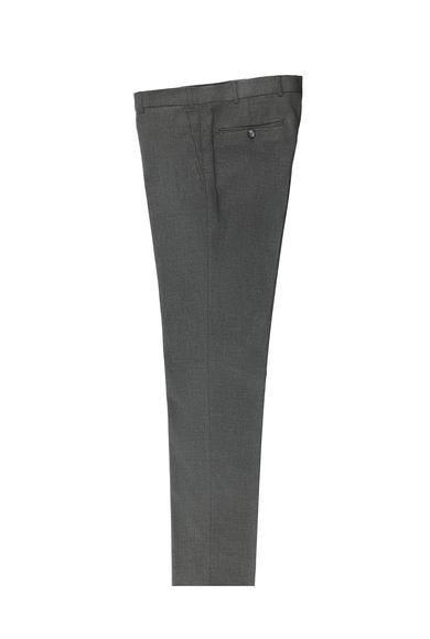 Erkek Giyim - KOYU FÜME 48 Beden Slim Fit Dar Kesim Yünlü Klasik Desenli Kumaş Pantolon