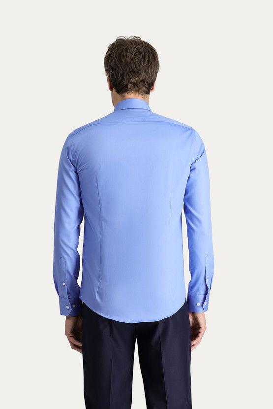Erkek Giyim - Uzun Kol Slim Fit Dar Kesim Non Iron Klasik Pamuklu Gömlek