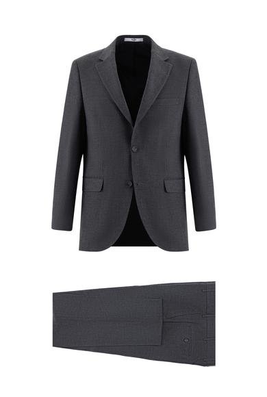 Erkek Giyim - KOYU FÜME 48 Beden Klasik Desenli Takım Elbise